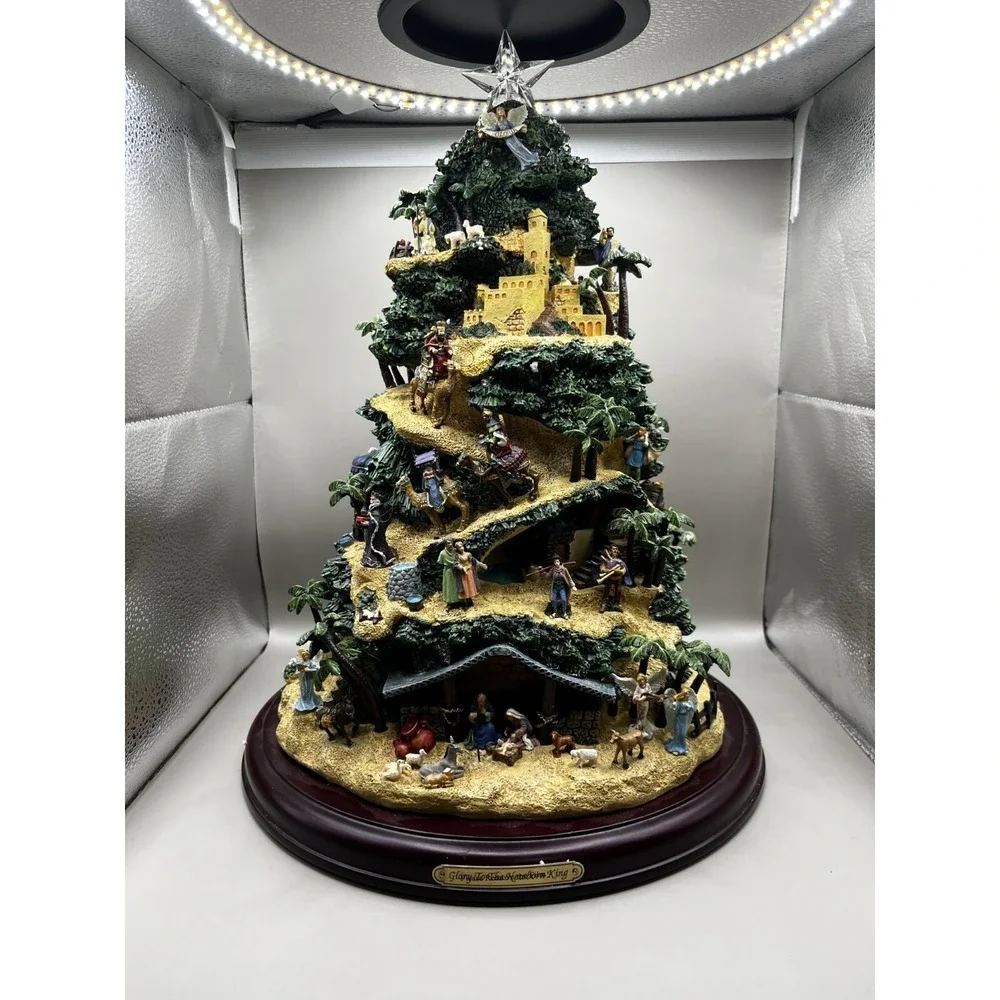 Thomas Kinkade Glory To The Newborn King Nativity Lighted Christmas Music Tree